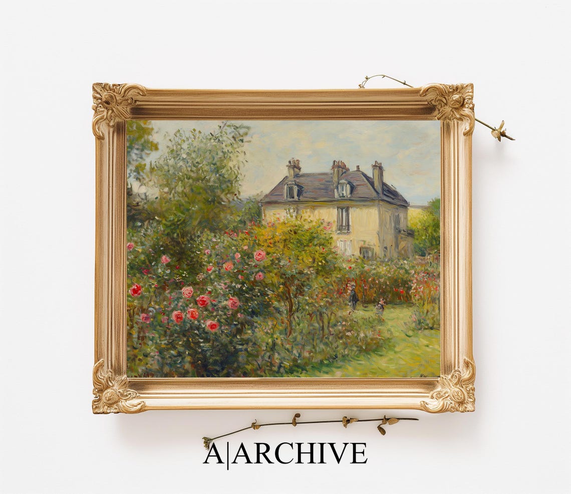 Summer Cottage Garden with Blooming Roses Vintage Art Style Poster - Image 3