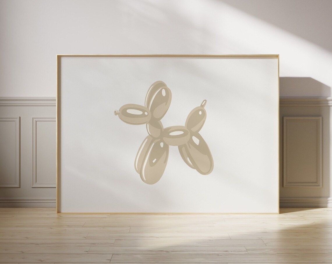 Balloon Dog Aesthetic Decor Poster, Maximalist Style