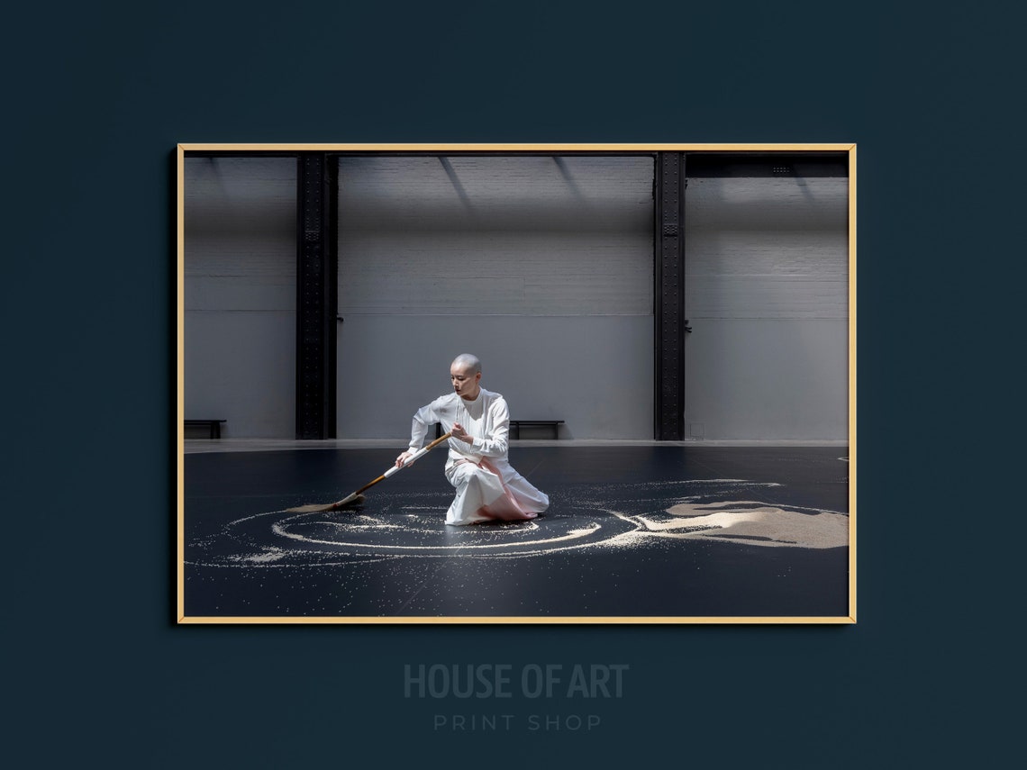 Sand Circle Drawing Performance Contemporary Photo Art Print Poster - Image 3