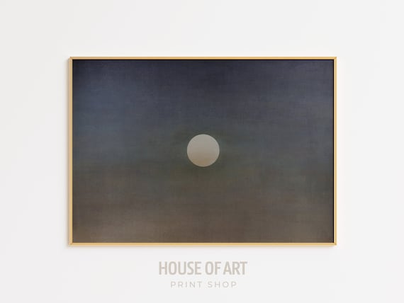Full Moon Minimal Night Sky Dark Moody Cloud Celestial Painting Art Poster