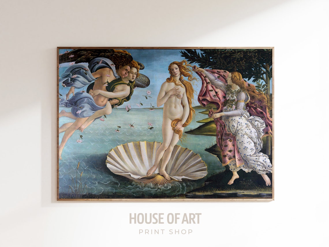 The Birth Of Venus Art Greek Mythology Instant Print Famous Italian Renaissance Oil Painting Goddess Seascape