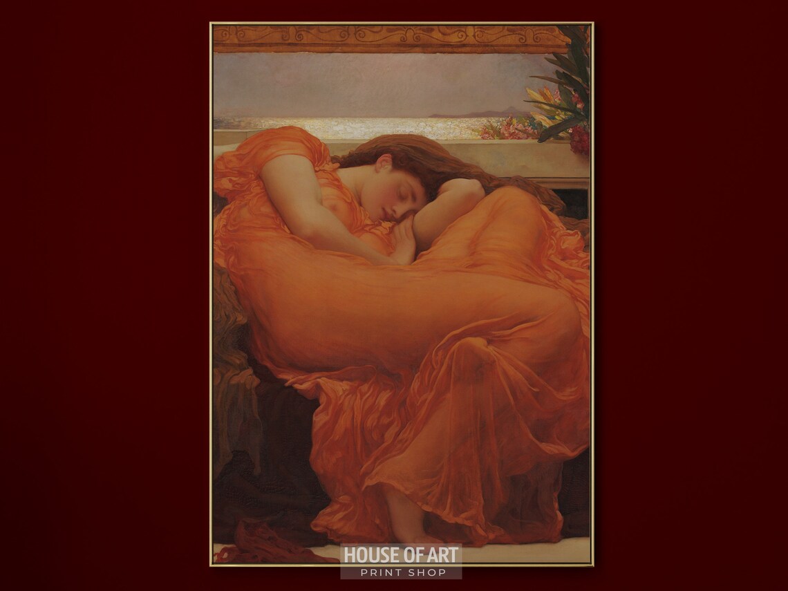 Leighton Flaming June Sleeping Woman Orange Dress Classic Art Poster Print - Image 2