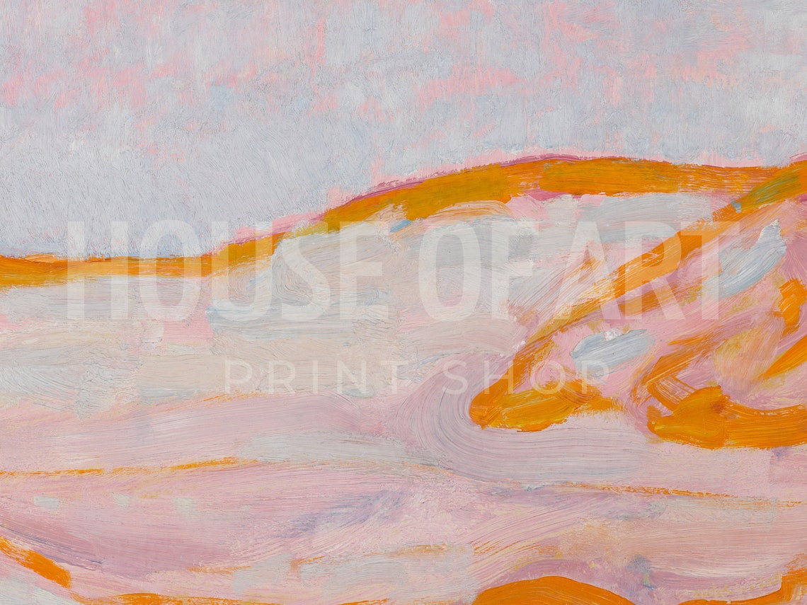 Abstract Dune Landscape Soft Pink Orange Lavender Modernist Oil Poster - Image 2