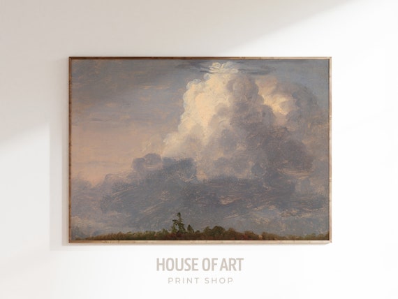 Cloud Wall Art Vintage Oil Painting Cloud Prints Aesthetic Clouds Painting Above Bed Decor Sky Poster Cottage Decor Wall Art