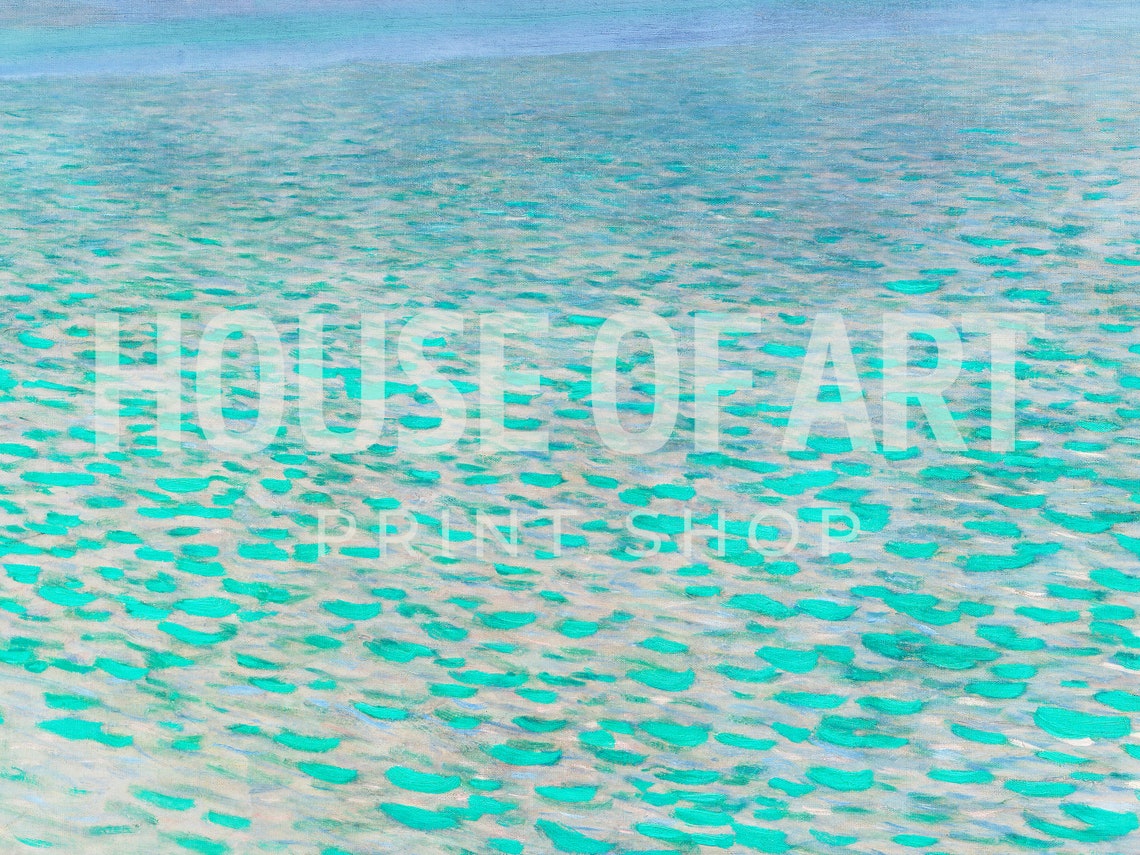 Turquoise Water Ripples Vintage Painting Soft Ocean Waves Art Print - Image 2