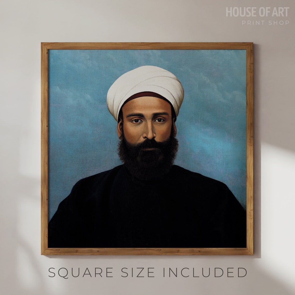 Bearded Man With Turban Male Portrait Painting Antique Oil Painting Modern Islamic Art Gentleman Gallery Wall Print Wall Art - Image 2