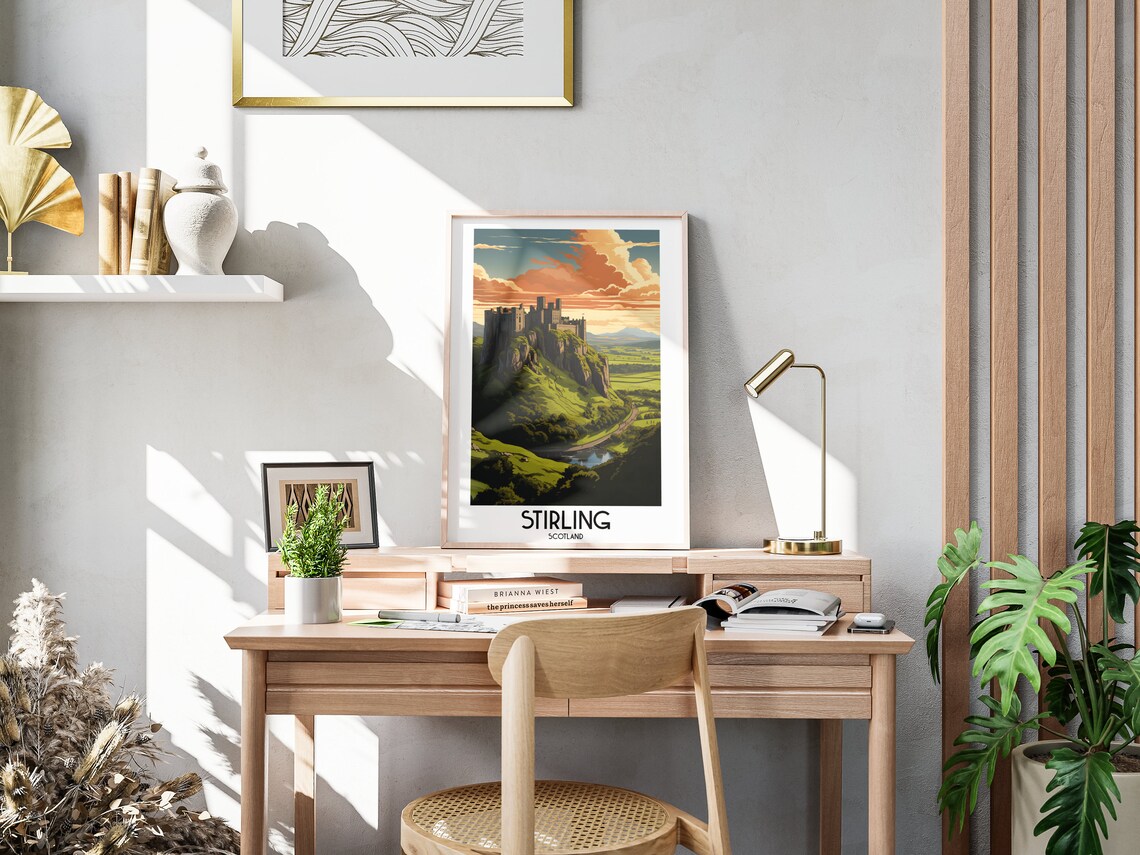 Stirling Castle Scotland Hilltop Fortress Sunset Vintage Travel Poster - Image 3