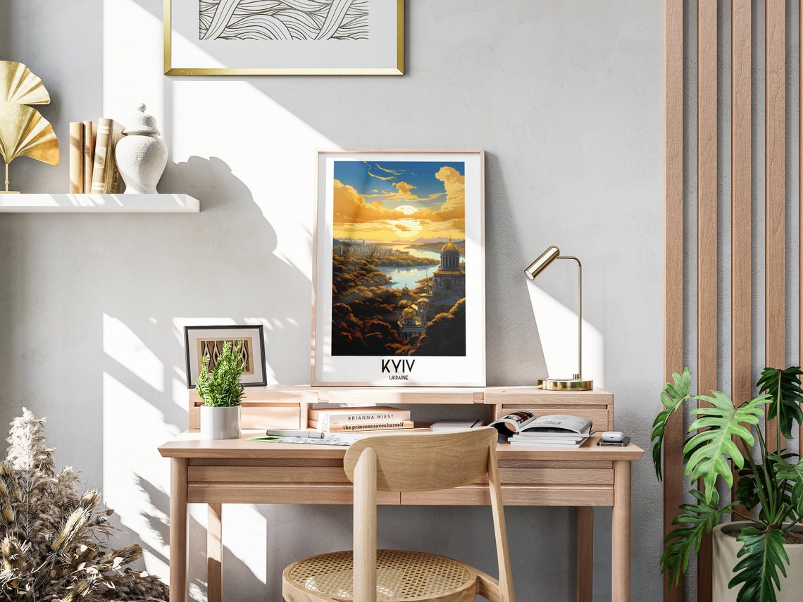 Kyiv Ukraine Golden Domes Sunset River Skyline Travel Poster - Image 3