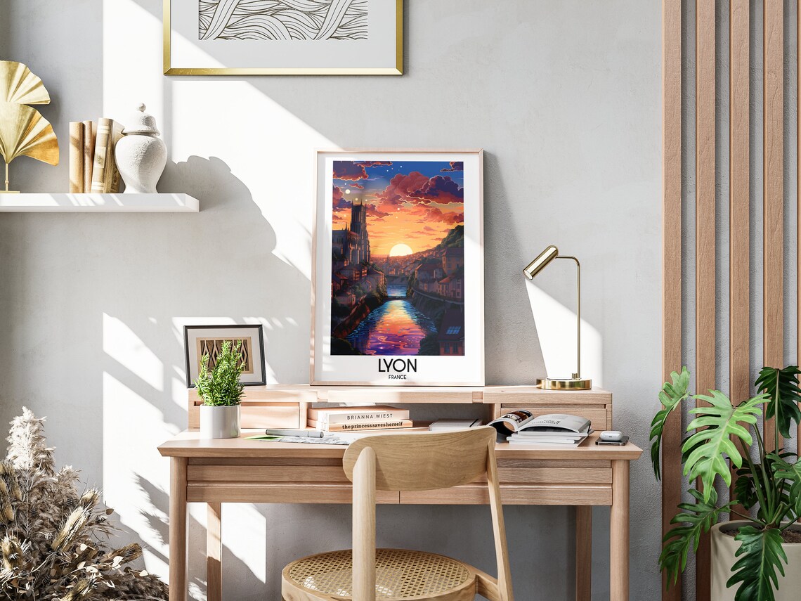 Lyon Travel Wall Art France Painting Gifts Europe Home Decor Prints Posters Handmade Art French - Image 3
