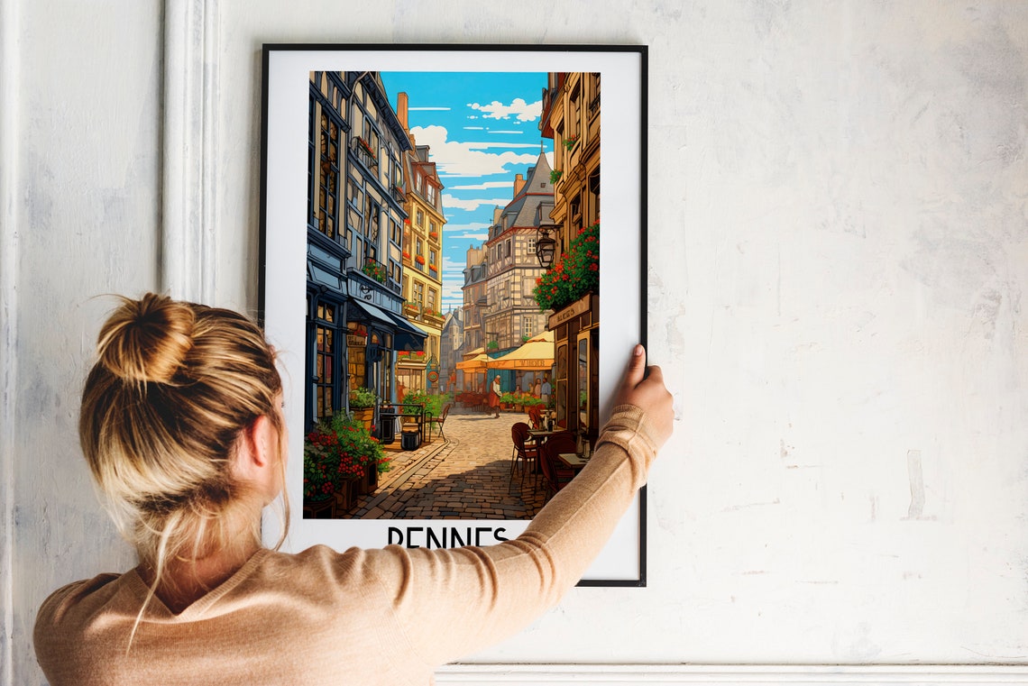 Rennes Travel Wall Art France Painting Gifts Europe Home Decor Prints Posters Handmade Art French - Image 2