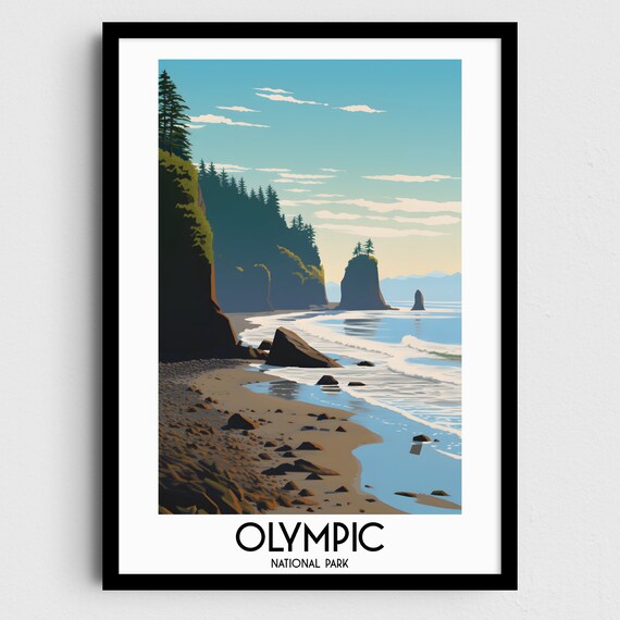 Olympic National Park Sea Stacks Rugged Beach Pacific Travel Poster