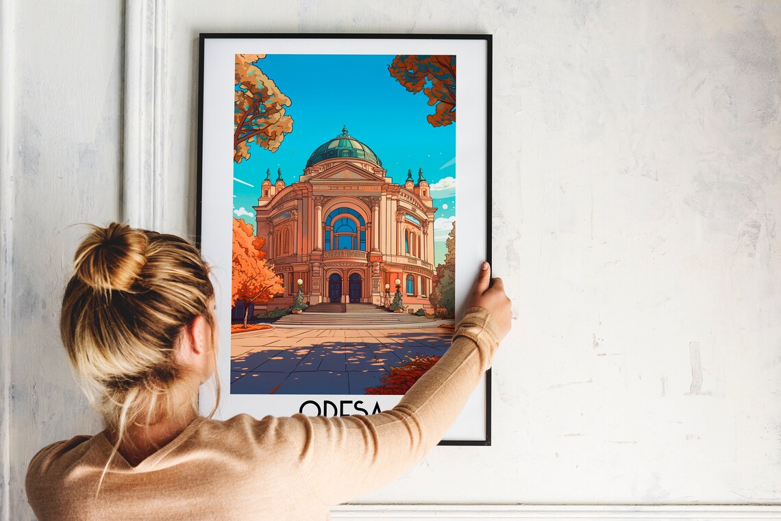 Odesa Ukraine Opera House Grand Architecture Autumn Vintage Travel Poster - Image 2