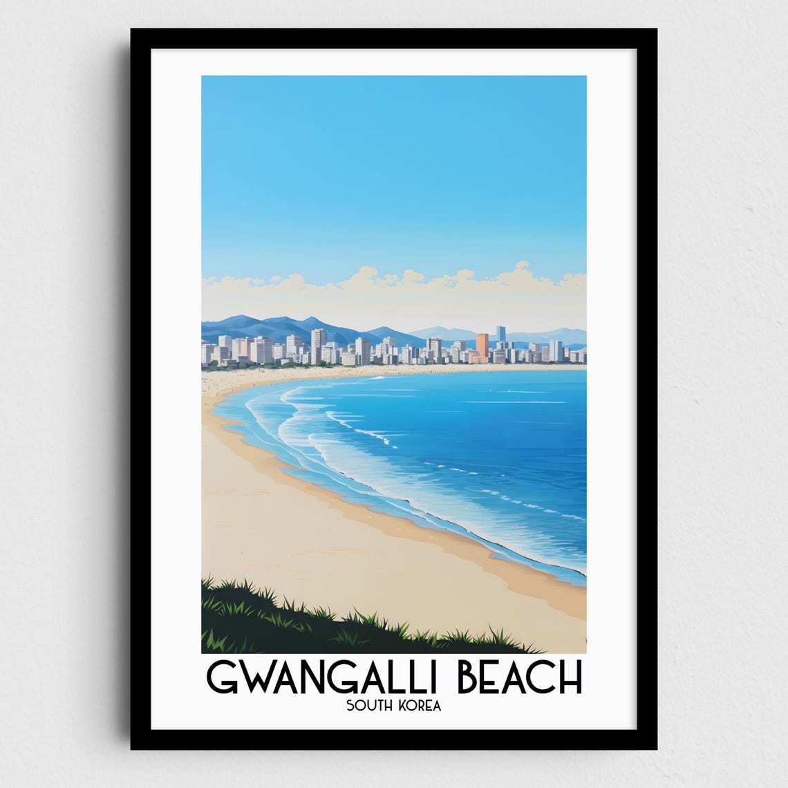 Gwangalli Beach South Korea Busan Sandy Bay Coast Travel Poster