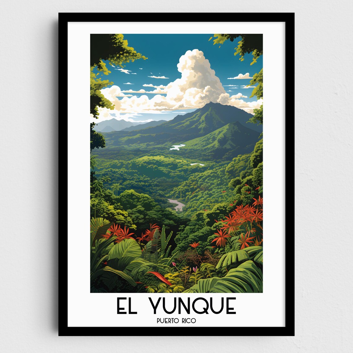El Yunque Travel Poster, Puerto Rico Painting Gifts