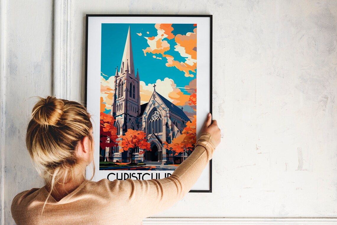 Christchurch Travel Poster, New Zealand Painting - Image 2