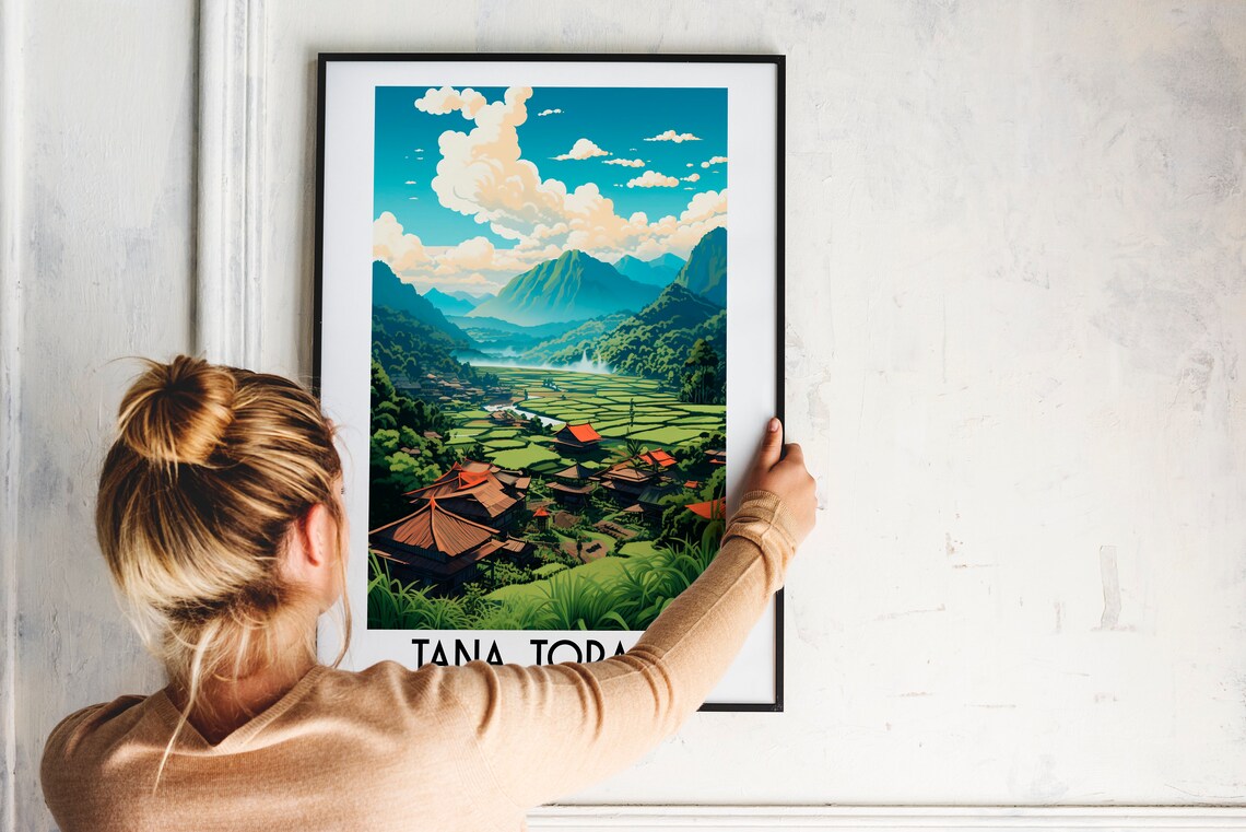 Tana Toraja Indonesia Rice Terraces Traditional Houses Travel Poster - Image 2