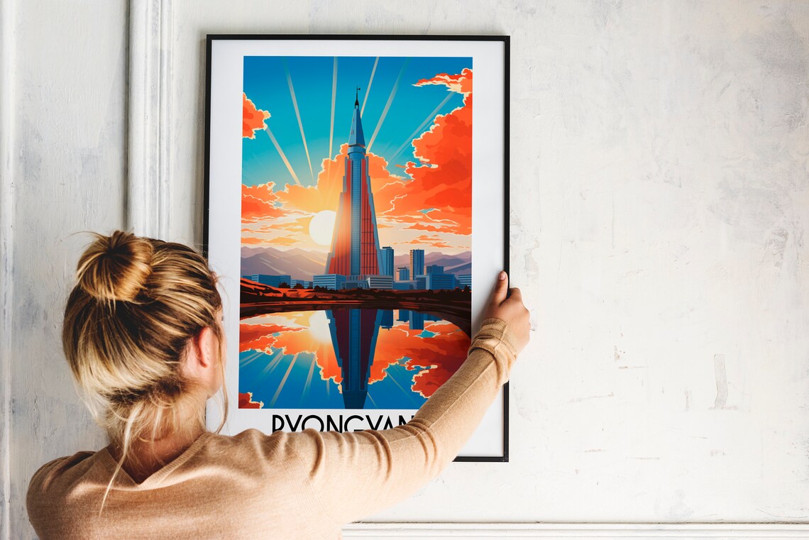 Pyongyang Travel Poster, North Korea Asia Decor - Image 2