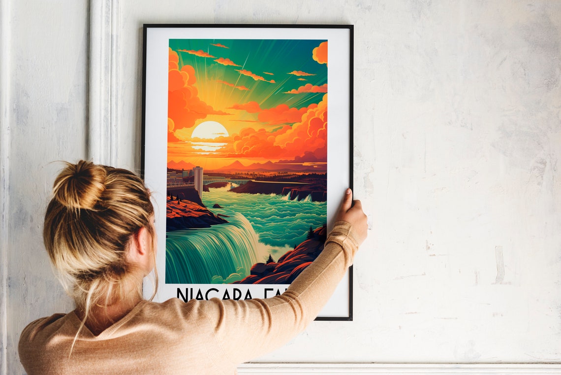 Niagara Falls Canada Sunset Over Thundering Falls Travel Poster - Image 2