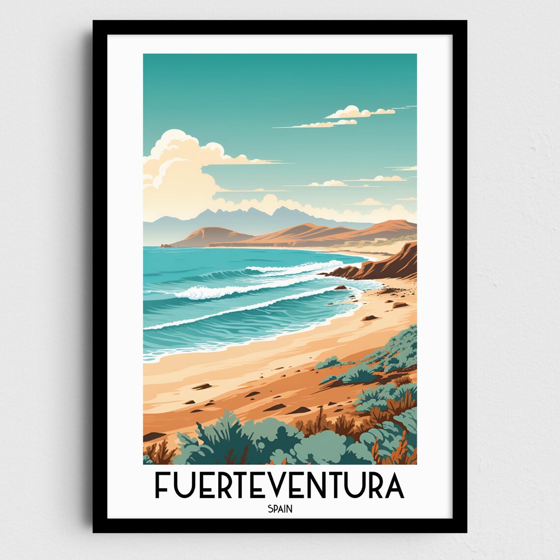 Fuerteventura Spain Canary Islands Surf Beach Travel Art Poster
