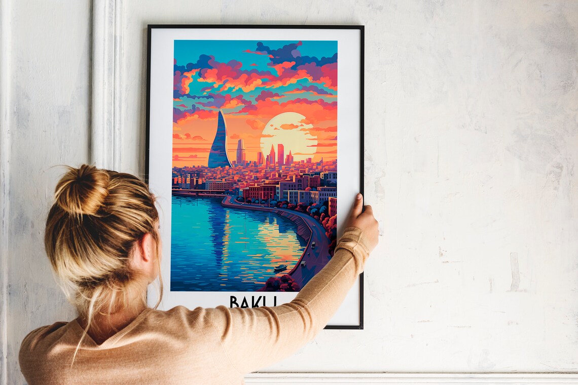 Baku Travel Poster, Azerbaijan Home Decor - Image 2