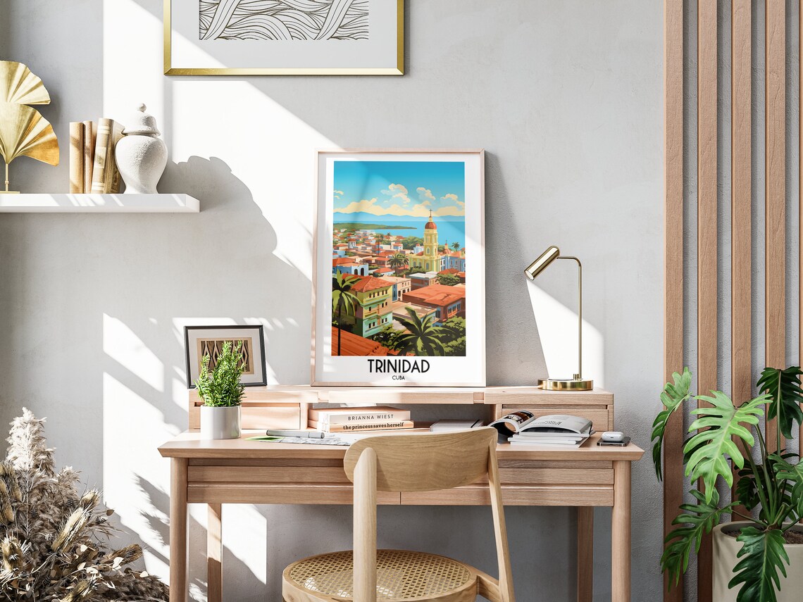 Trinidad Cuba Colonial Town Church Tower Palms Caribbean Travel Poster - Image 3