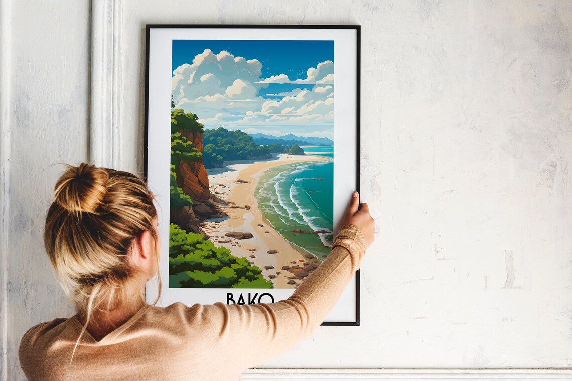 Bako National Park Malaysia Rocky Beach Coast Cliffs Scene Poster - Image 2