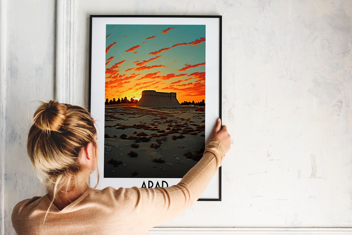 Arad Bahrain Desert Fort Sunset Dramatic Sky Historic Travel Poster - Image 2