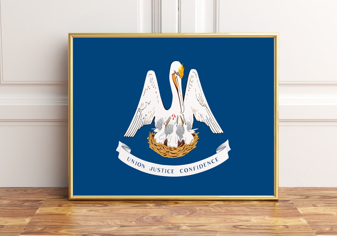 Louisiana State Flag Pelican Union Justice Confidence Poster