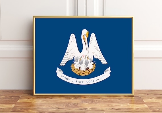 Louisiana State Flag Pelican Union Justice Confidence Poster