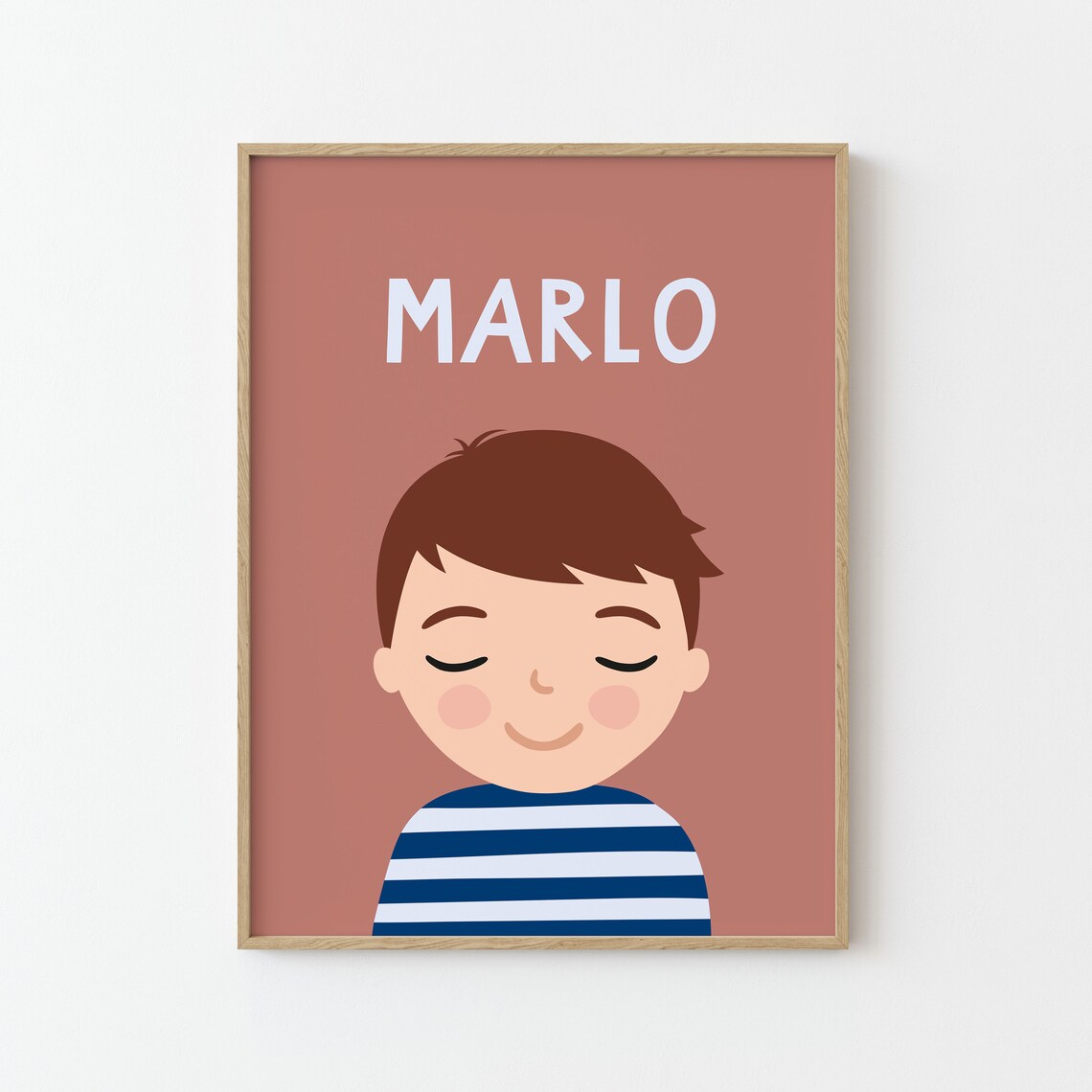 Personalized Boy Portrait, Nursery Kids Art Print
