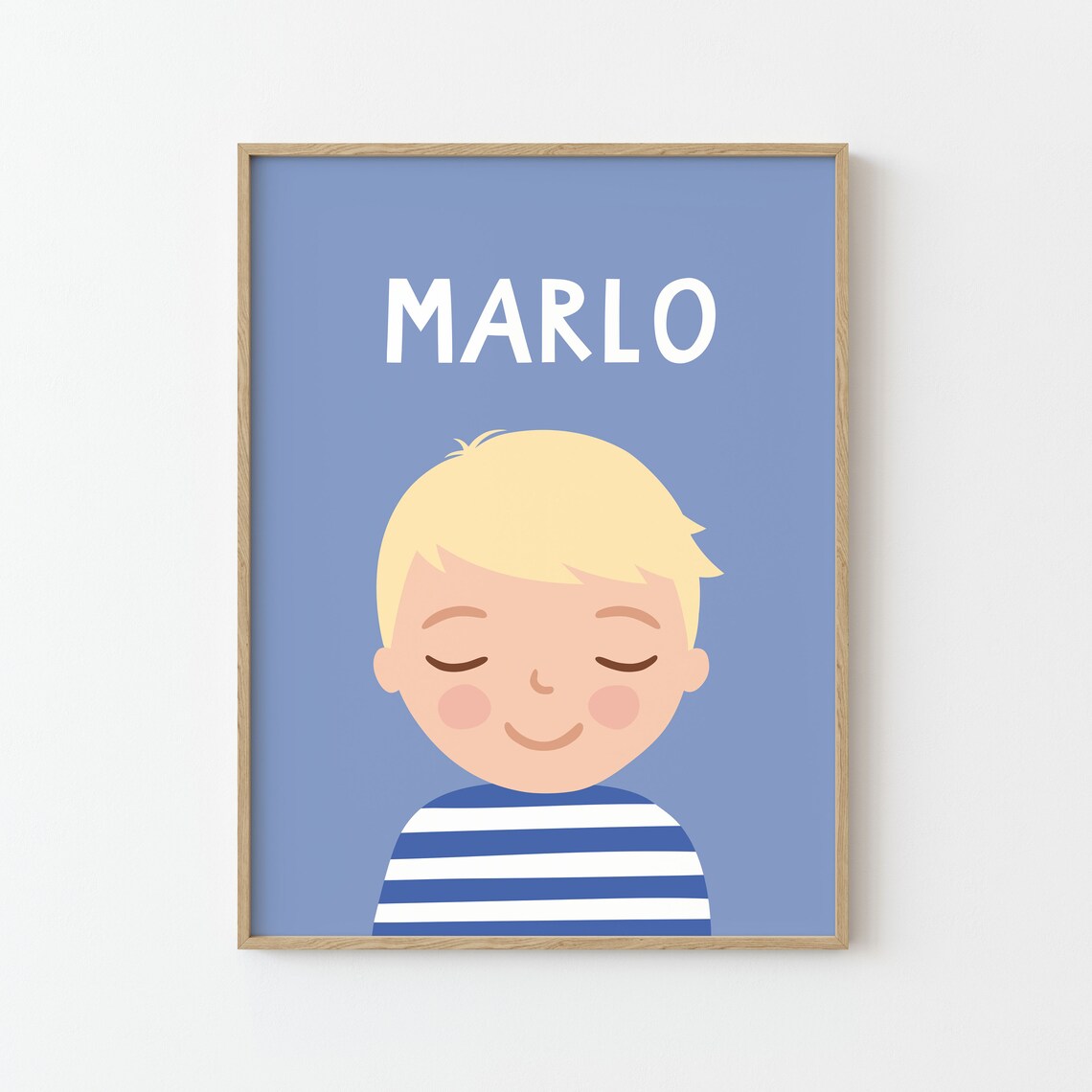 Personalized Boy Portrait, Nursery Kids Wall Art Print