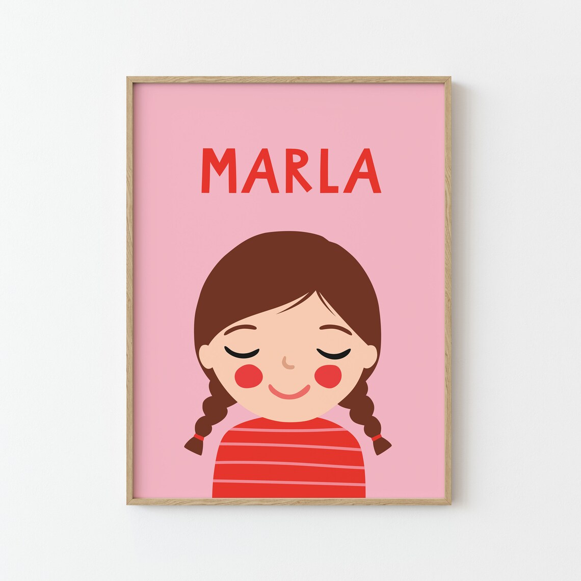 Personalized Girl Portrait Illustration Art Print