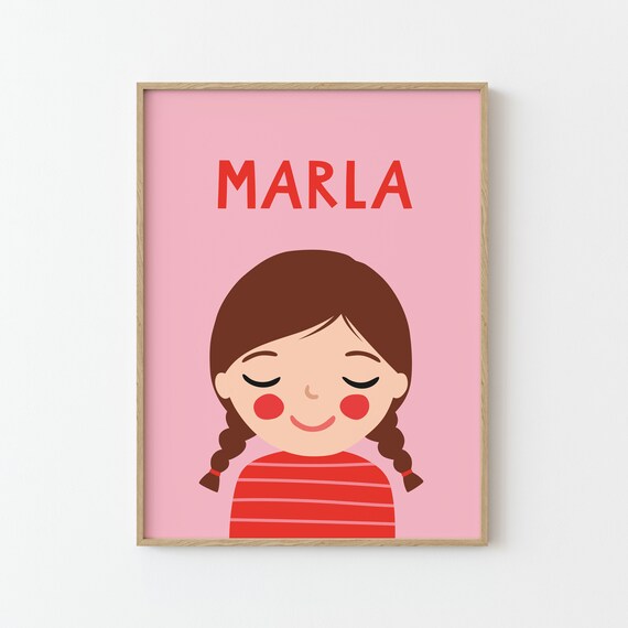 Personalized Girl Portrait Illustration Art Print