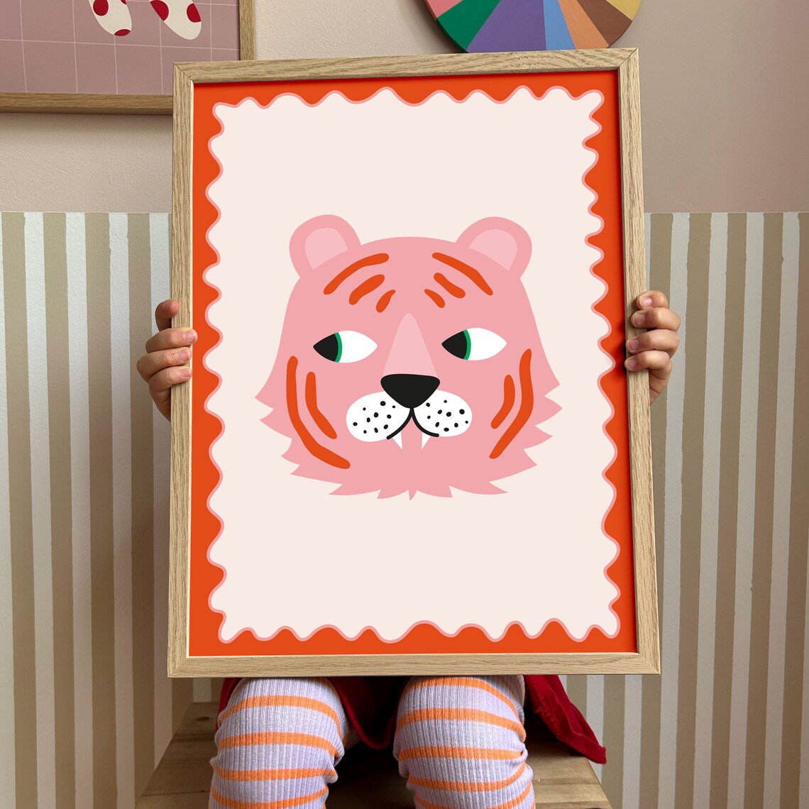 Pink Tiger Illustration Poster, Nursery Animal Decor - Image 3