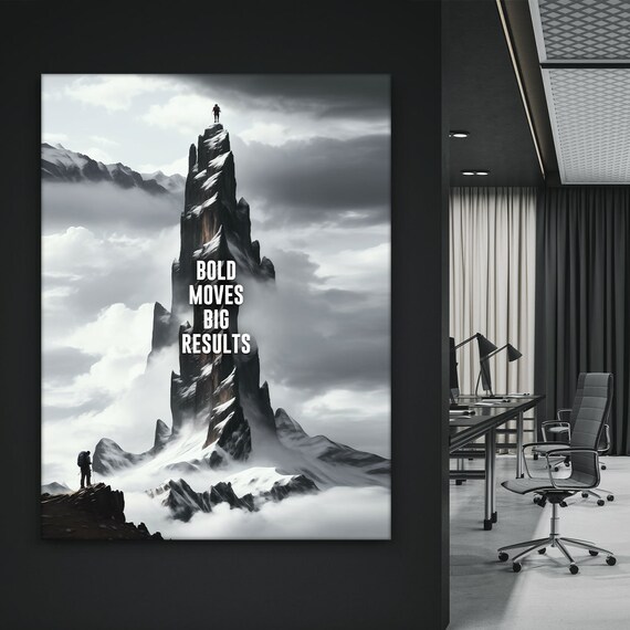 Bold Moves Big Results Mountain Summit Climber Motivational Poster