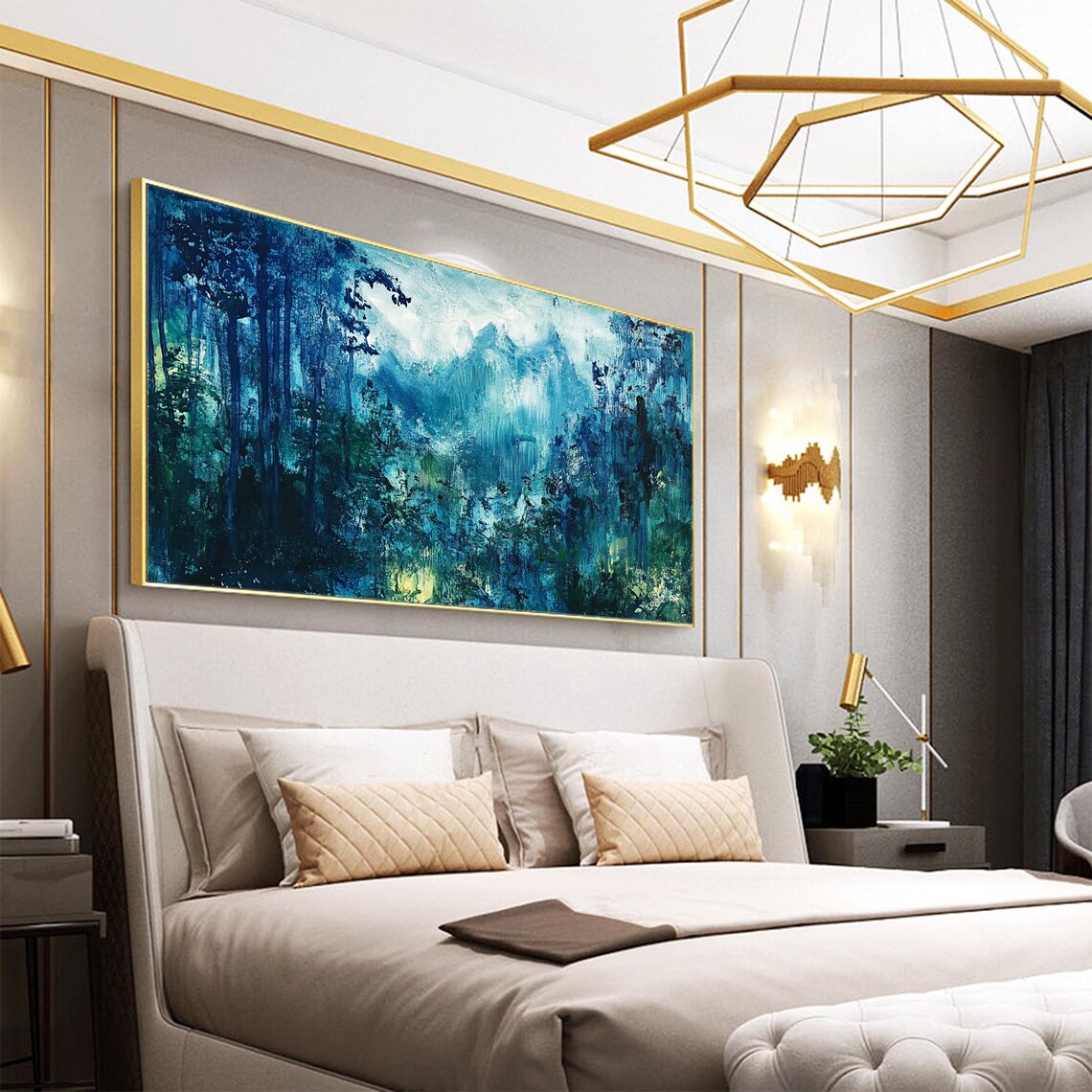 Large Abstract Forest Oil Painting On Green Tree Wall Art Original Nature Landscape Painting Custom Painting Living Room Decor - Image 3