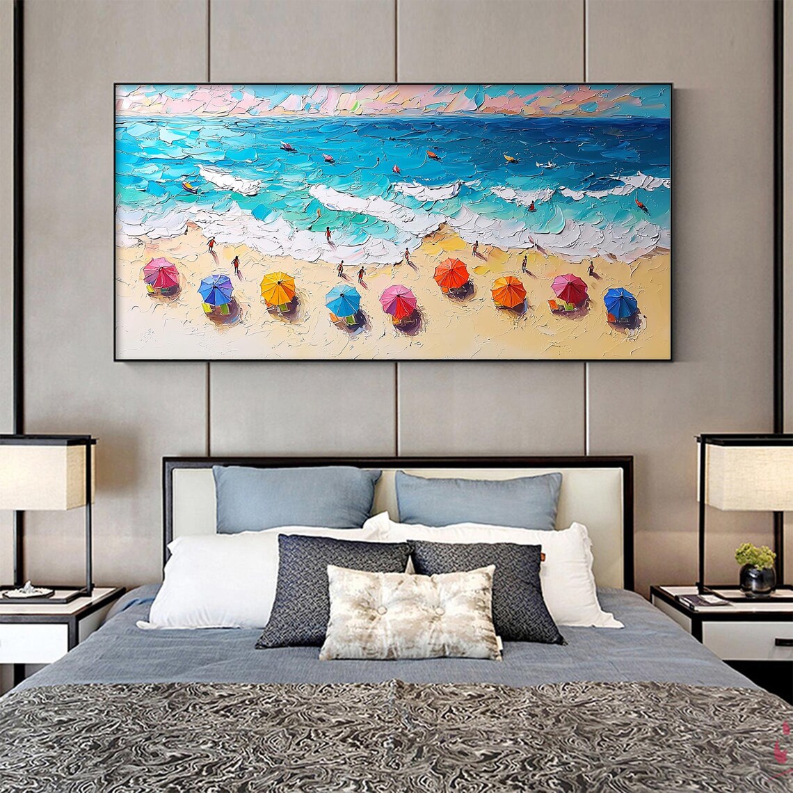 Summer Beach Oil Painting, Coastal Wall Art Print - Image 2