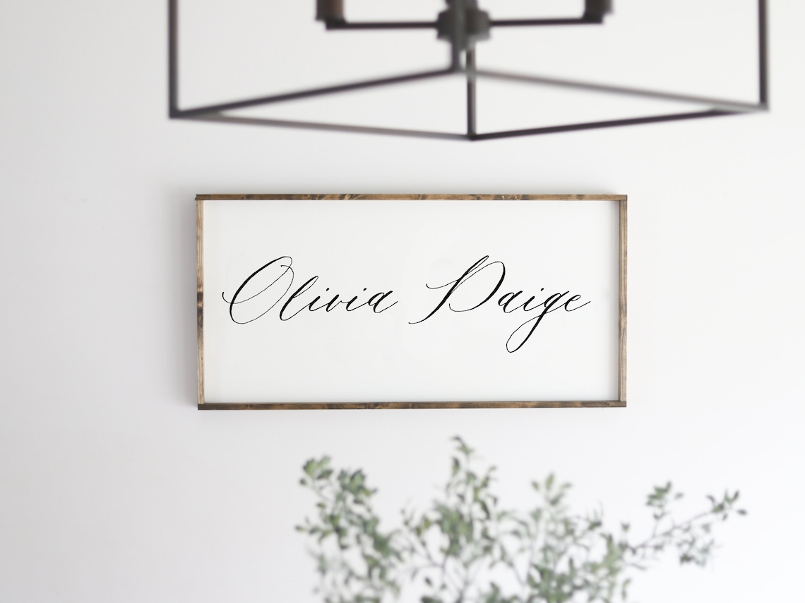 Olivia Paige Nursery Name Sign Poster for Baby Girl Room Decor