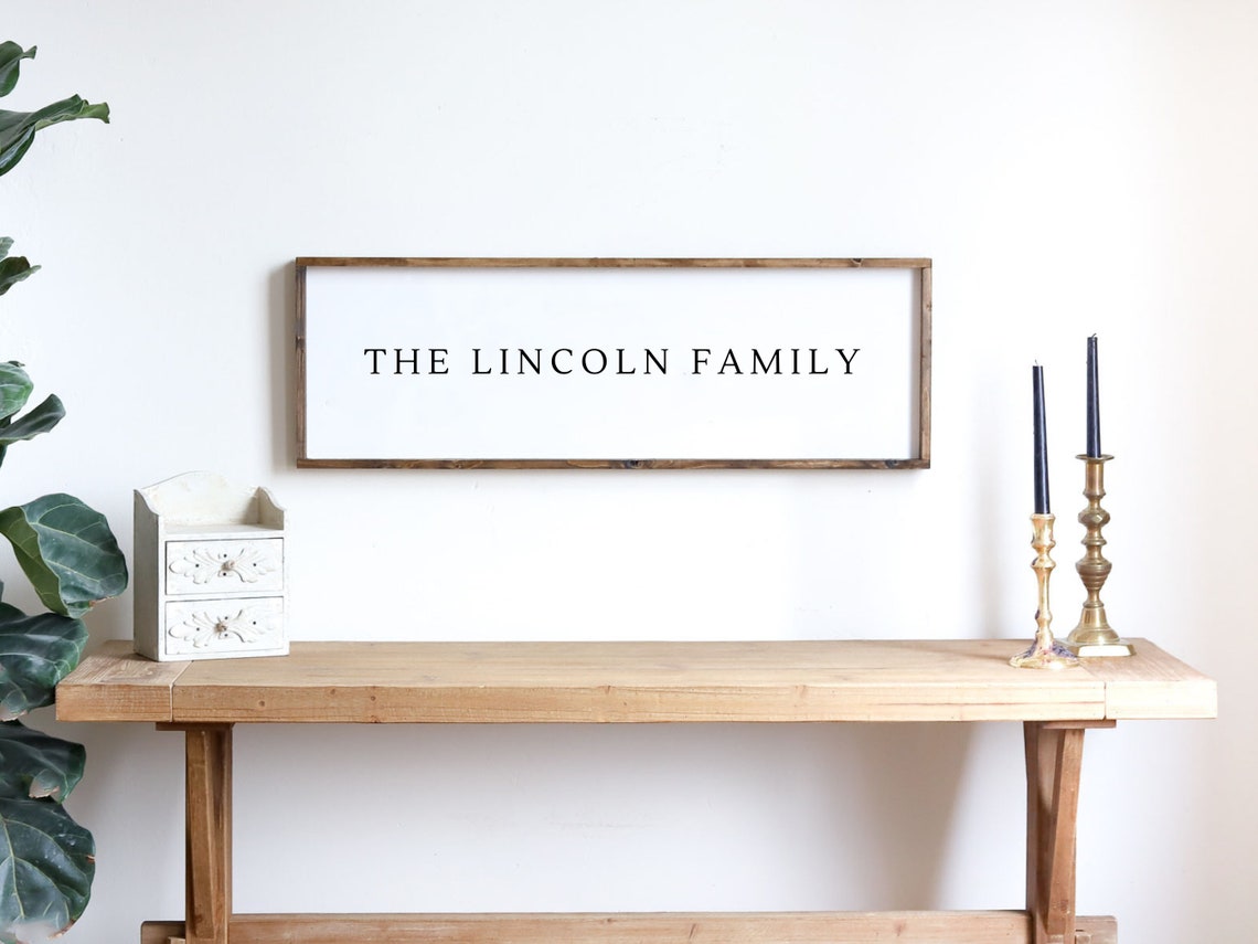 Last Name Sign Family Name Sign Modern Minimal Wood Family Sign Wood Framed Sign Farmhouse Sign