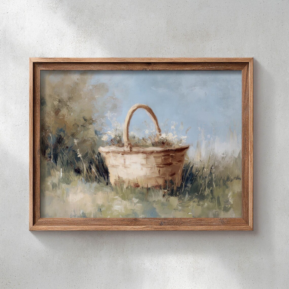 Impressionistic Picnic Basket Meadow Wildflower Garden Art Poster