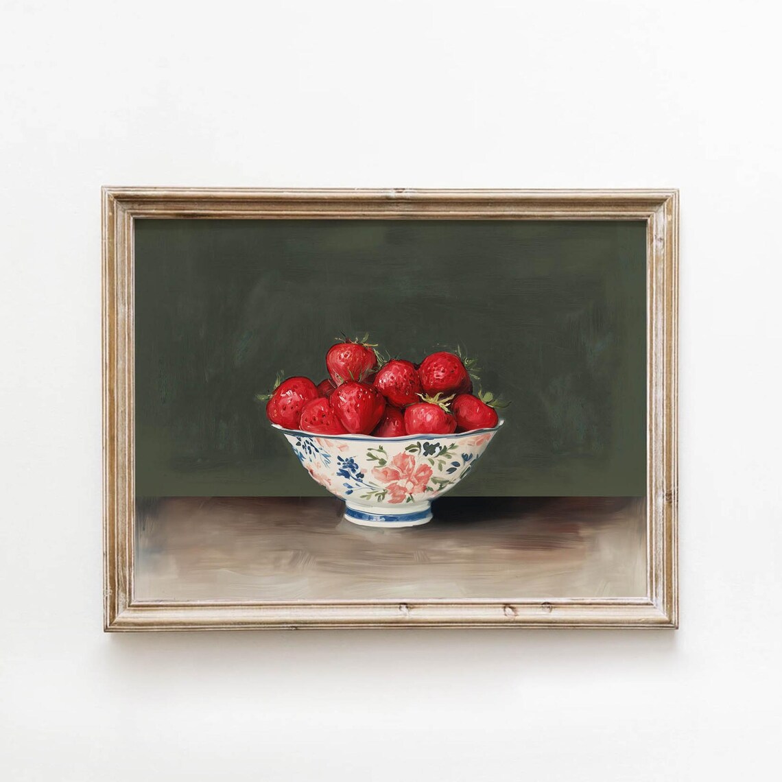 Red Strawberry Still Life Art Print, Cozy Kitchen