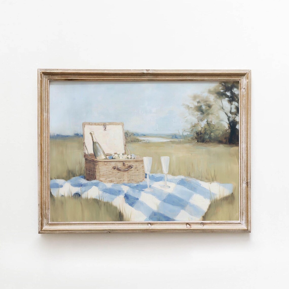 Retro Summer Picnic Painting, Vintage Art Print