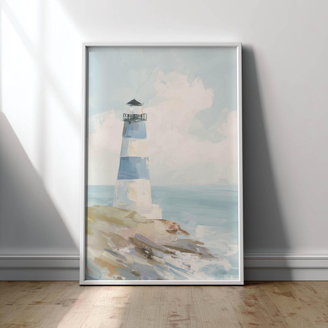 Coastal Lighthouse Poster, Nautical Cottage Decor