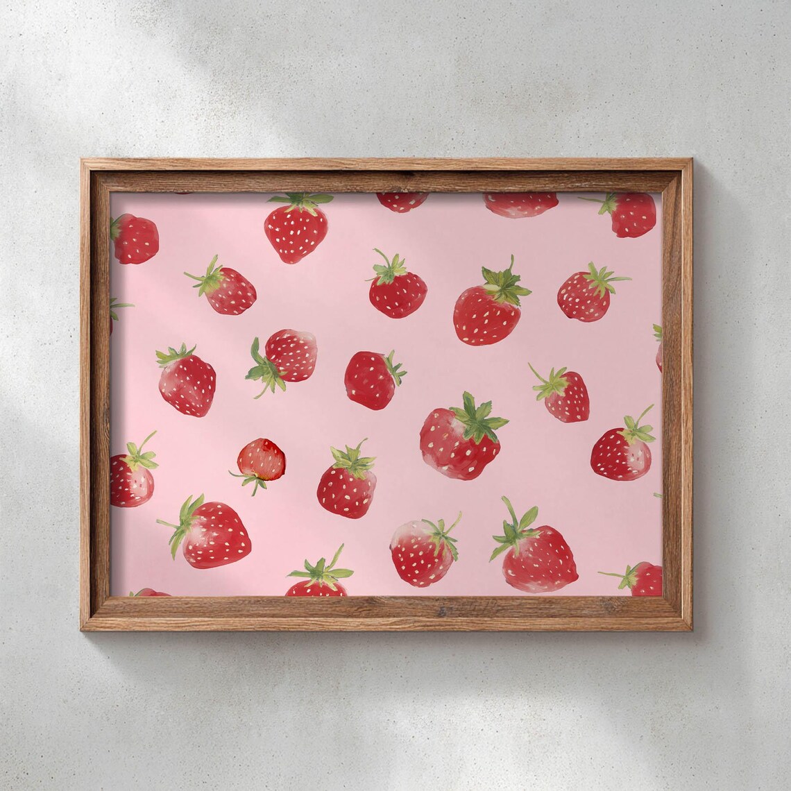 Bright Red Strawberry Poster Print, Cute Summer Decor