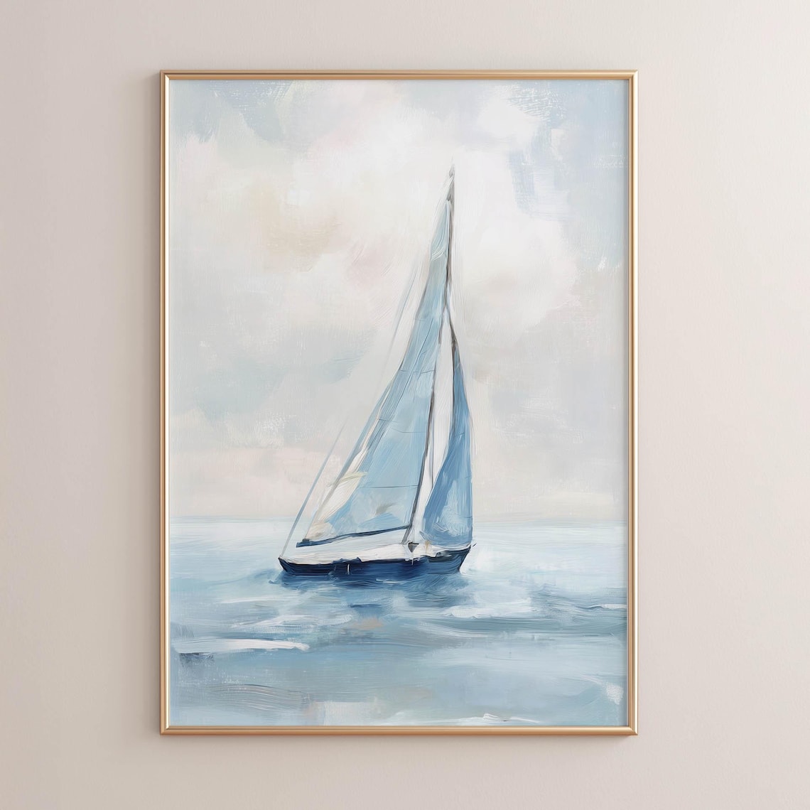 Coastal Sailboat Poster, Nautical Minimalist
