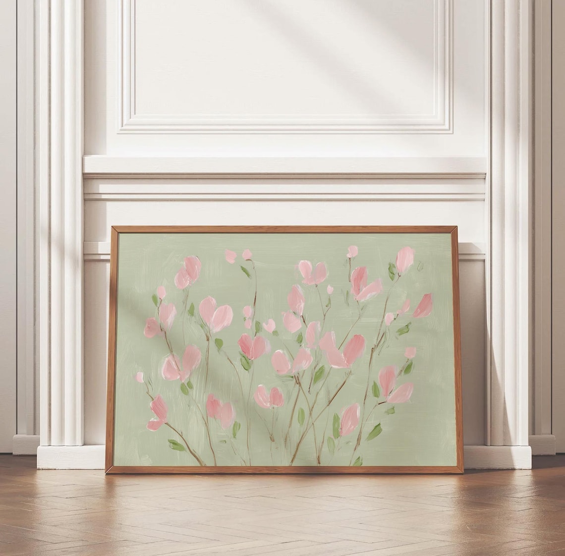 Pink Wildflowers Art Print, Cottagecore Botanical Painting
