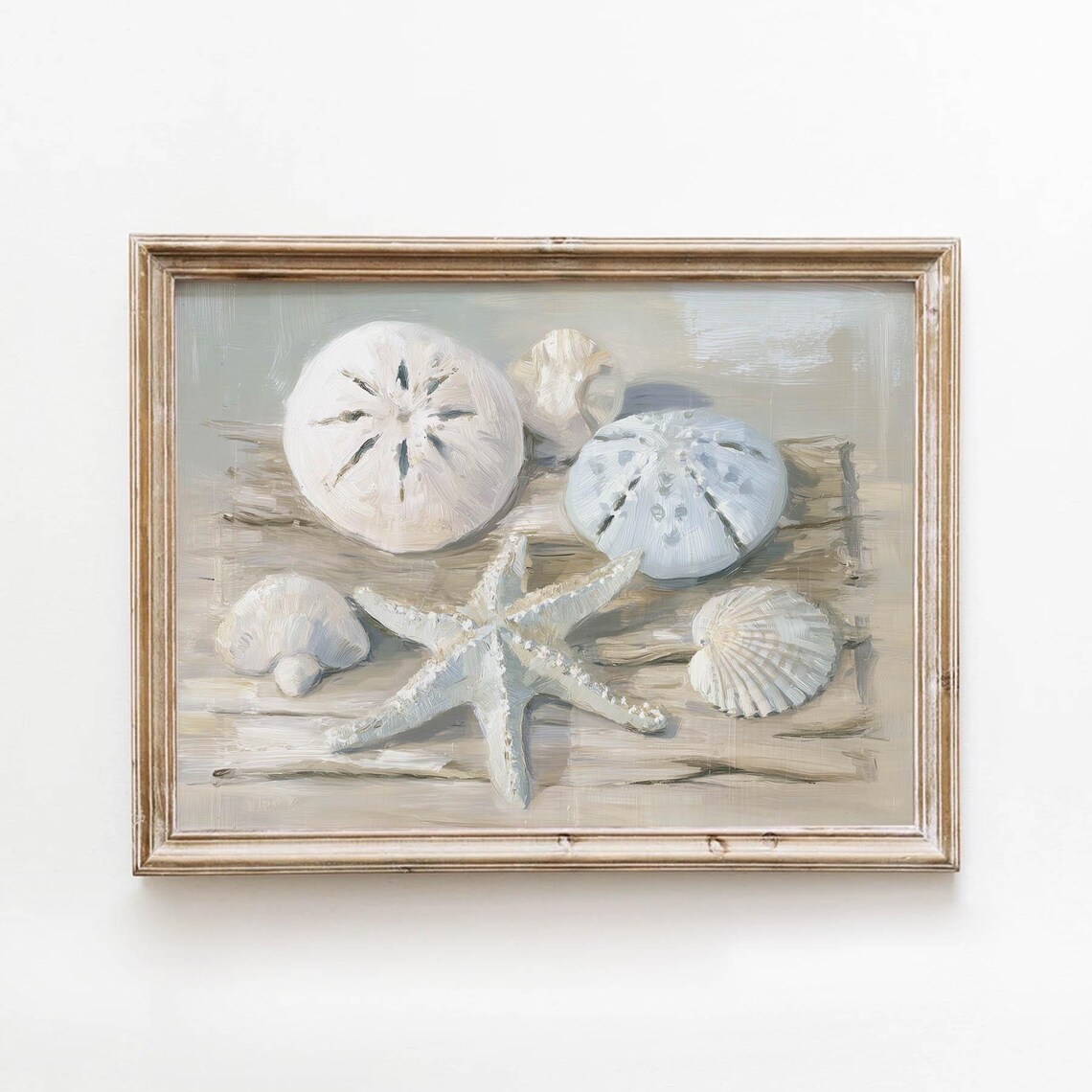 Coastal Starfish Still Life Art Print, Neutral Beach