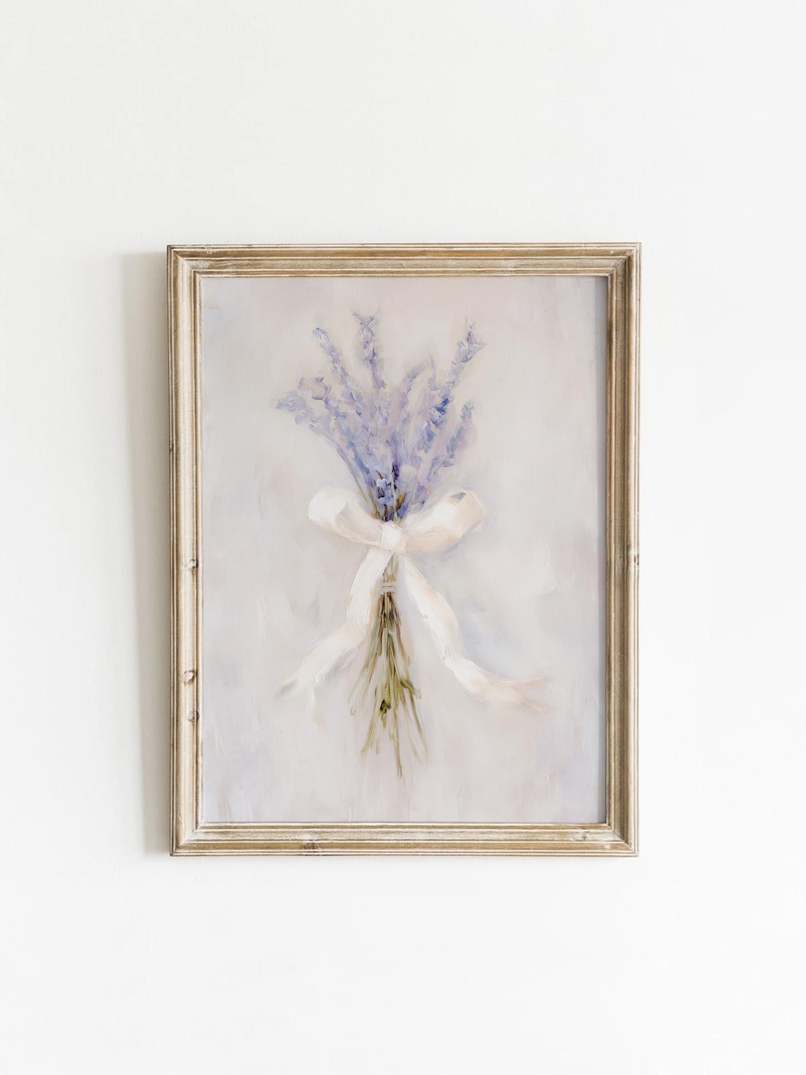 Dried Lavender Bouquet with White Ribbon Soft Floral Art Poster