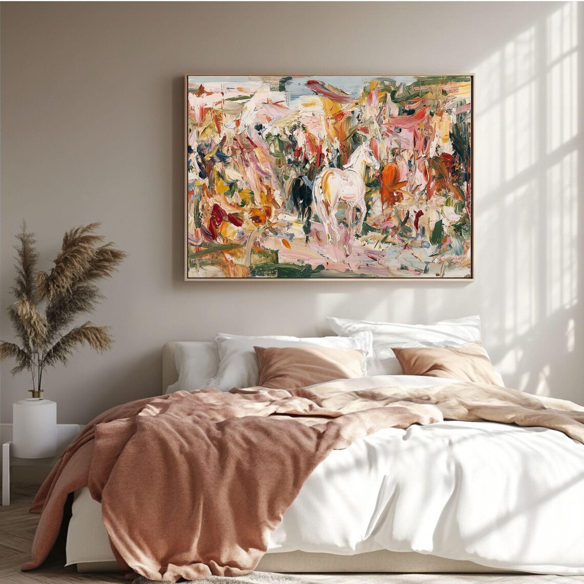Abstract Horse Landscape Colorful Impasto Moody Farmhouse Animal Poster