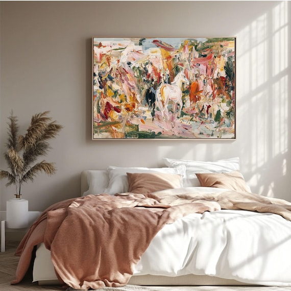 Abstract Horse Landscape Colorful Impasto Moody Farmhouse Animal Poster